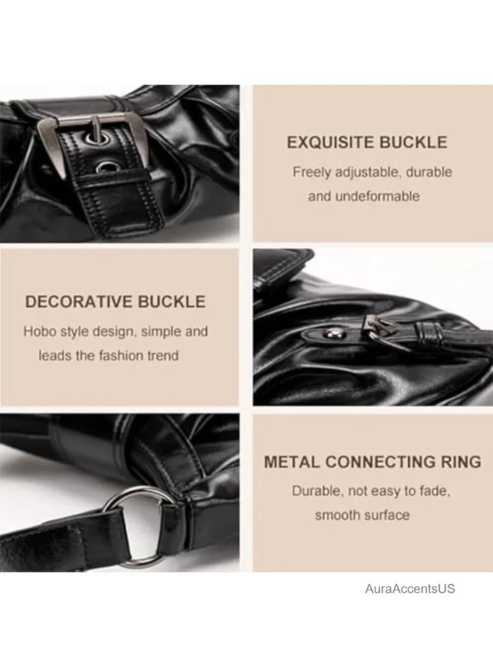 Y2K Hobo Shoulder Bag Faux Leather Top Handle Clutch Purse for Women